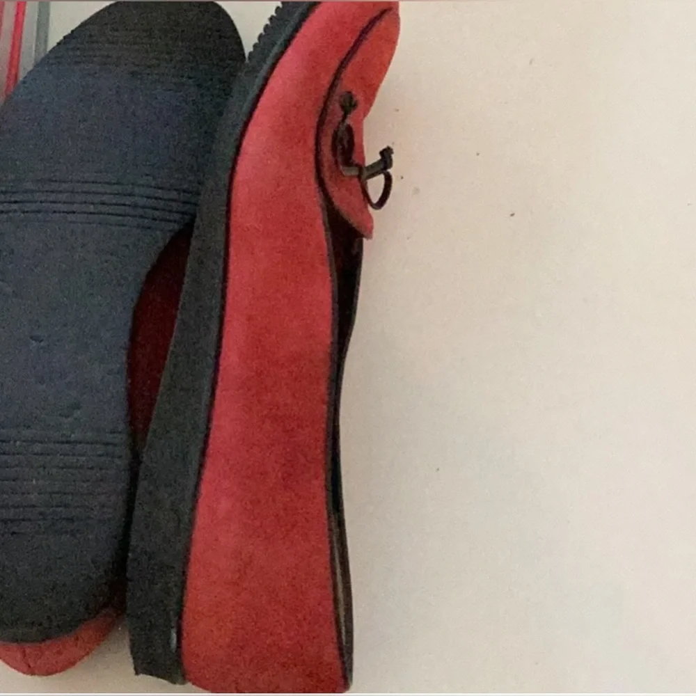 Size 7 Size 7 100% AUTHENTIC Salvatore Ferragamo Red Suede Slip On Loafers - Picture 8 of 11